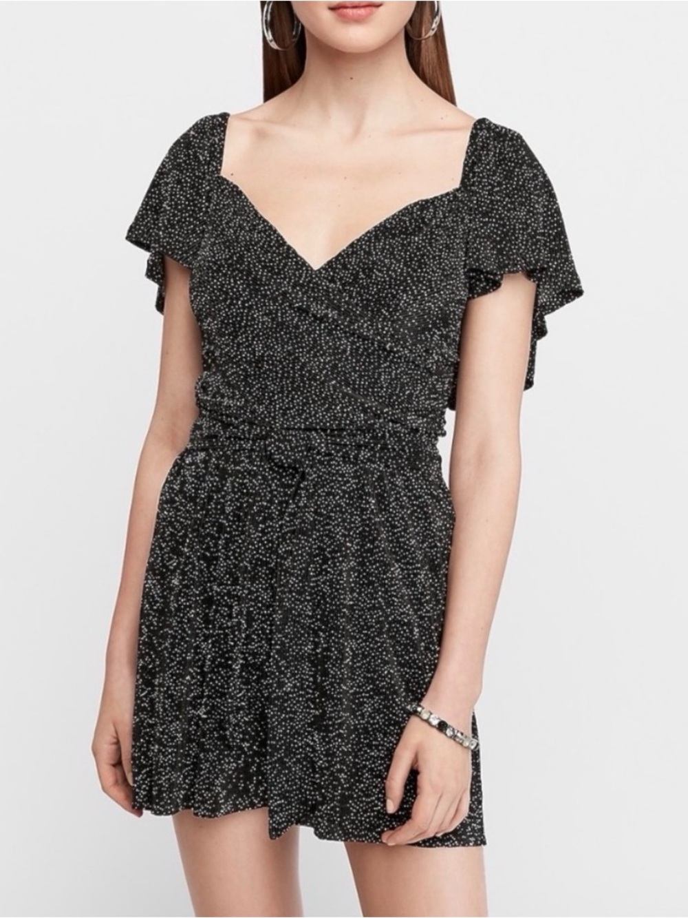 Express Pleated Romper w/ Flutter Sleeves | Size L | Perfect for Girls Night Out
